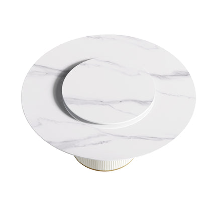 White Sintered Stone Round Dining Table for Modern Kitchen and Dining Rooms