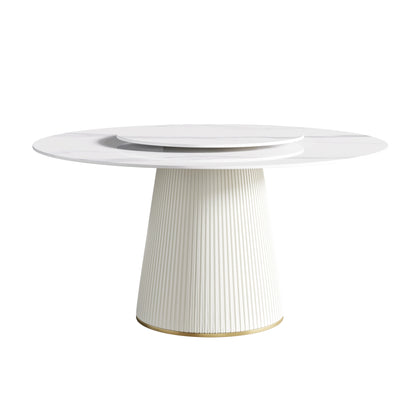 White Sintered Stone Round Dining Table for Modern Kitchen and Dining Rooms