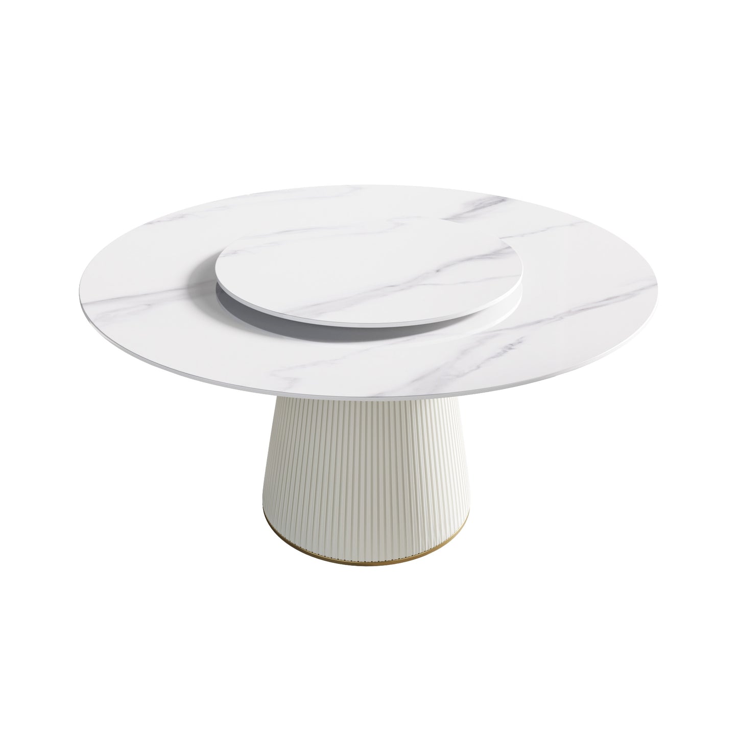 White Sintered Stone Round Dining Table for Modern Kitchen and Dining Rooms