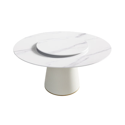 White Sintered Stone Round Dining Table for Modern Kitchen and Dining Rooms