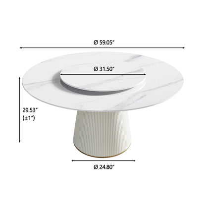 White Sintered Stone Round Dining Table for Modern Kitchen and Dining Rooms