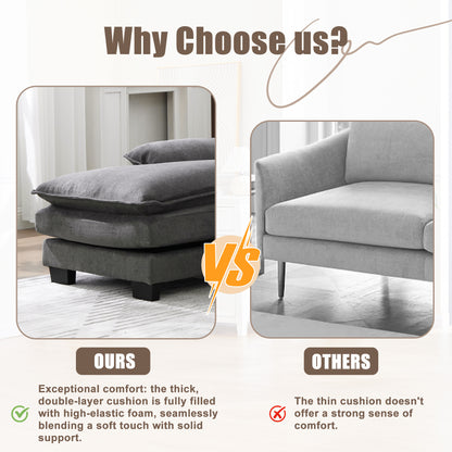 Gray Chenille 4 Seat U Shaped Sofa Sectional for Living Room