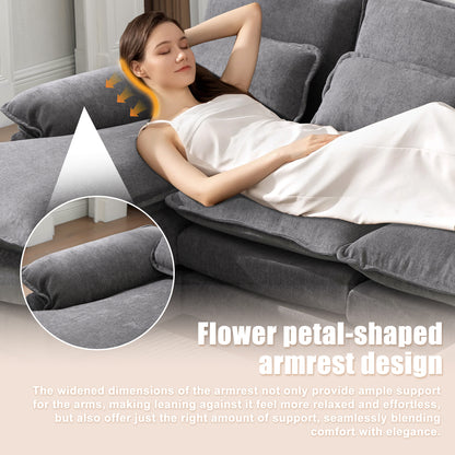 Gray Chenille 4 Seat U Shaped Sofa Sectional for Living Room