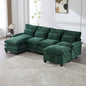 UNITED WE WIN 106" U Shape Sectional Sofa Cloud Couch for Living Room, Upholstery Comfy Modular Sofas, 4 Seat Chenille U-Shaped Sleeper Sofa with Chaise Lounge, Ottoman & Pillows