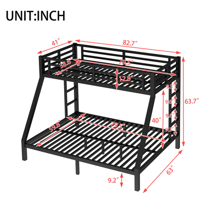 Metal Twin XL Bunk Bed - Black, Space-Saving Design for Bedroom