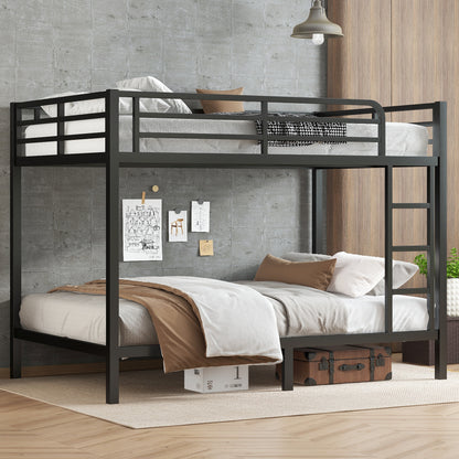 Metal Full XL over Full XL Bunk Bed for Teens and Adults,Space-Saving/Noise Reduced/No Box Spring Needed, Black