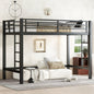 Twin  XL Size Metal Loft Bed, Loft Bed with Easy Climbing Ladder and Guardrails , Black