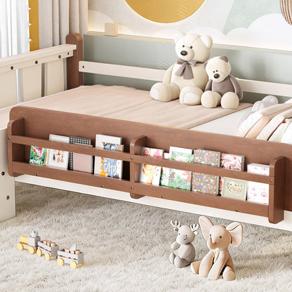 Twin Size Floor Bed with Storage - Beige for Bedroom
