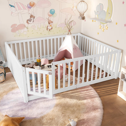 Full Size Floor Bed - White | Safe & Playful Kids Bed
