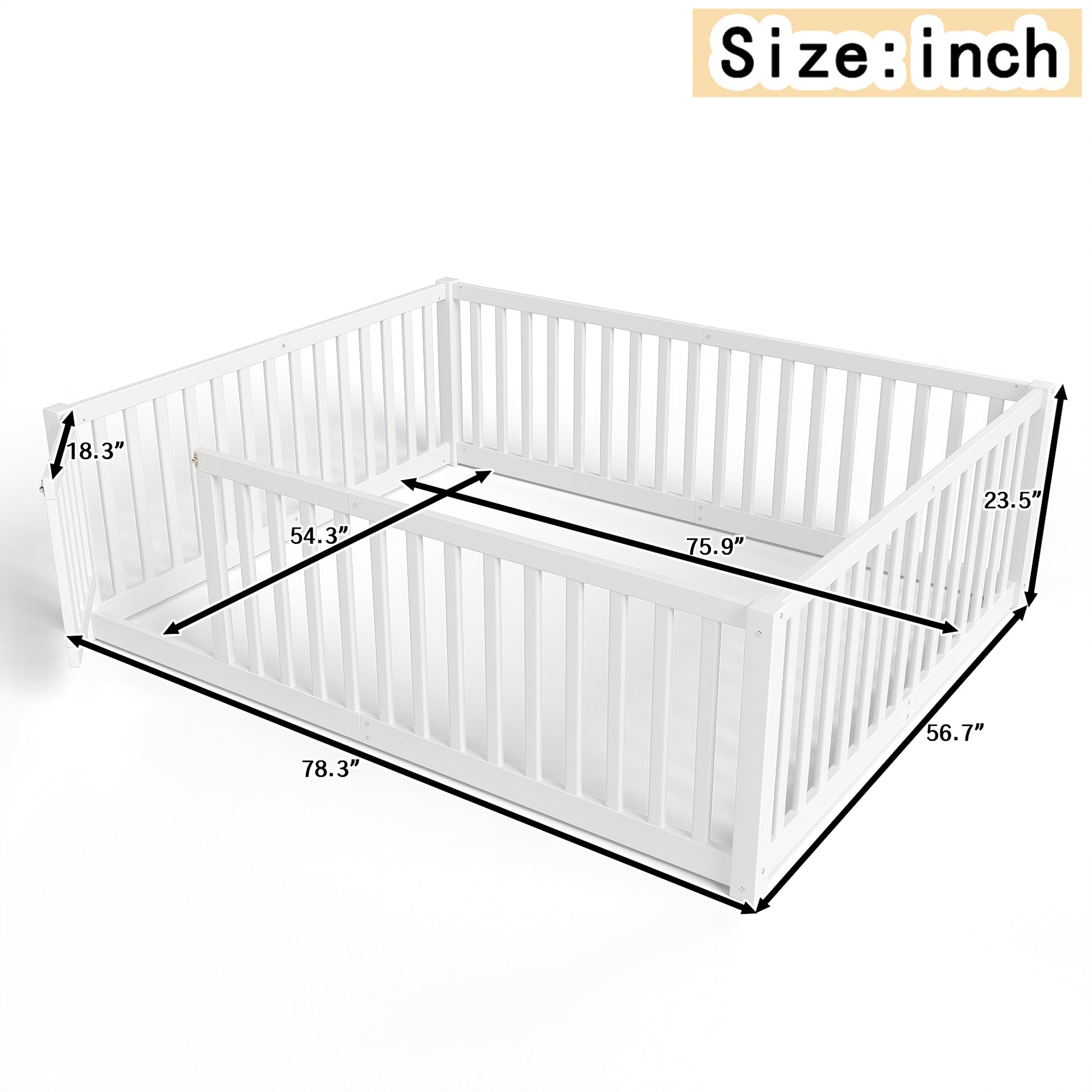 Full Size Floor Bed - White | Safe & Playful Kids Bed