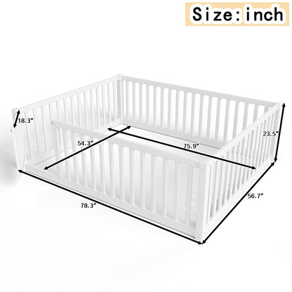 Full Size Floor Bed - White | Safe & Playful Kids Bed