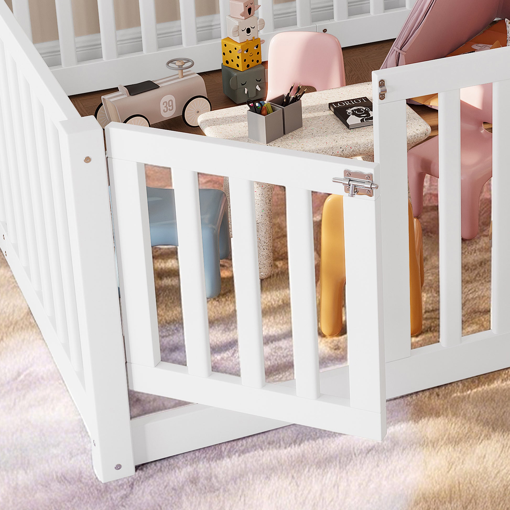 Full Size Floor Bed - White | Safe & Playful Kids Bed