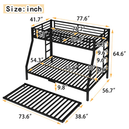 Twin Over Full Metal Bunk Bed - Black Storage