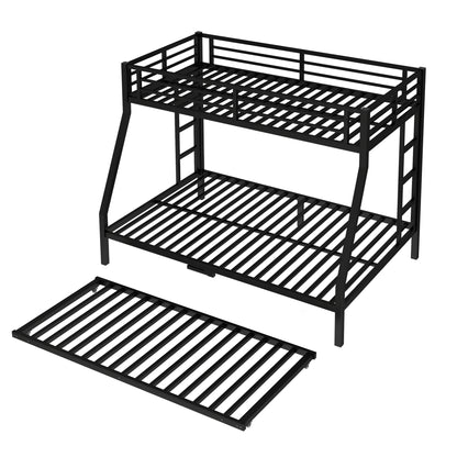 Twin Over Full Metal Bunk Bed - Black Storage