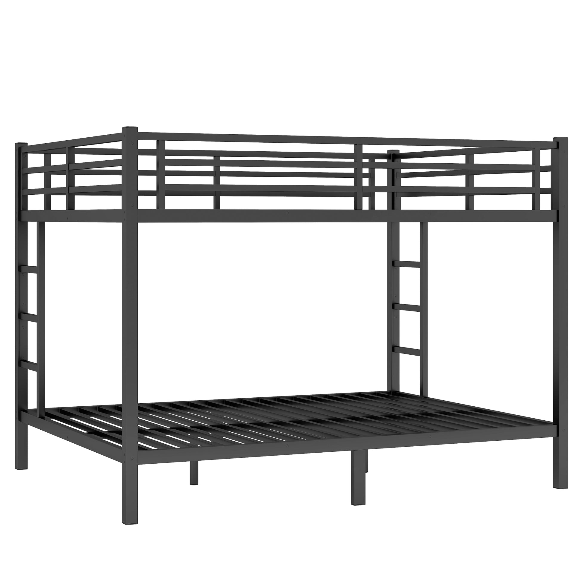 Queen Over Queen Metal Bunk Bed - Black for Bedroom