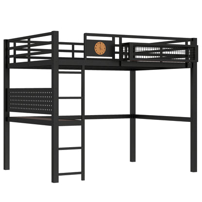 Black Metal Full Bed with Desk and Storage for Modern Bedrooms