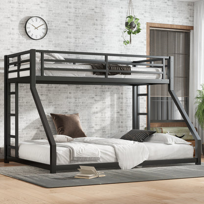 Metal Twin XL over Queen Bunk Bed for Teens and Adults,Space-Saving/Noise Reduced/No Box Spring Needed, Black
