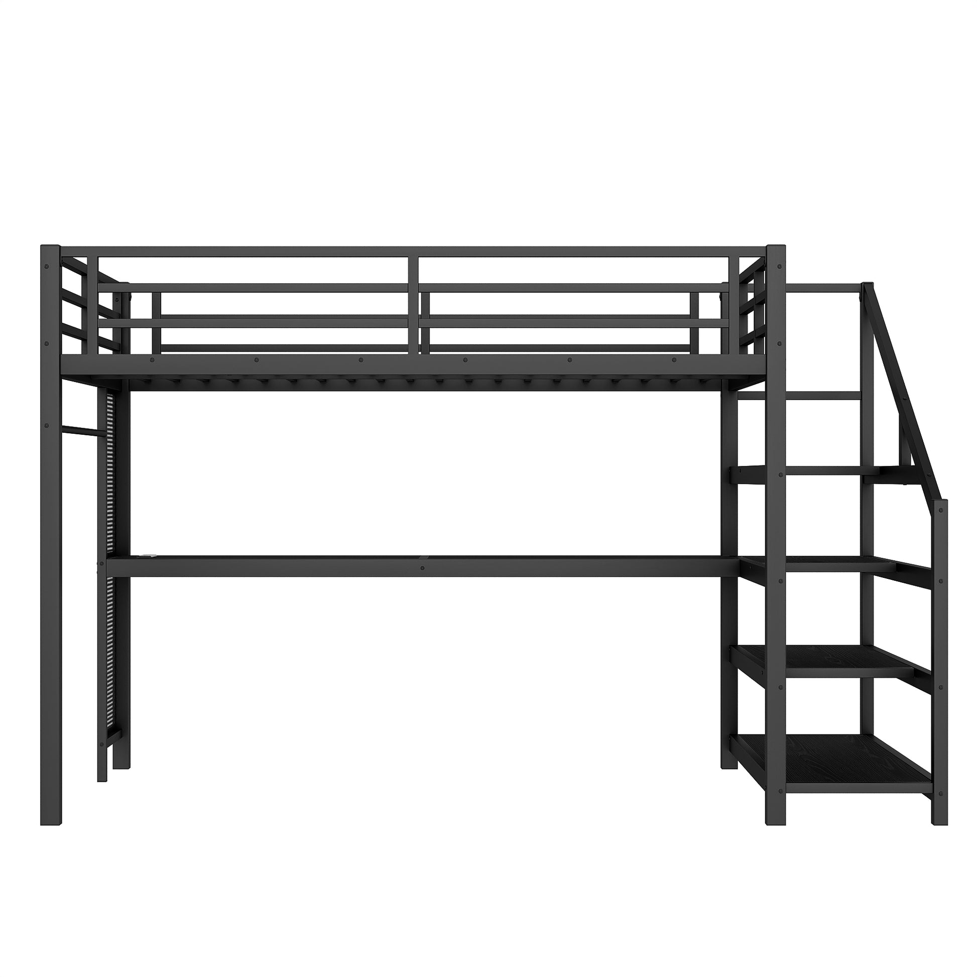 Queen Loft Bed with Desk & Storage - Multifunctional Black