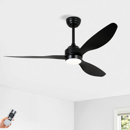 52" Ceiling Fan with Lights Quiet DC Motor 3 ABS Blade Ceiling Fans 6 Speed Levels,Reversible Ceiling Fan, for Patio Living Room, Bedroom, Office,Indoor.-- Black