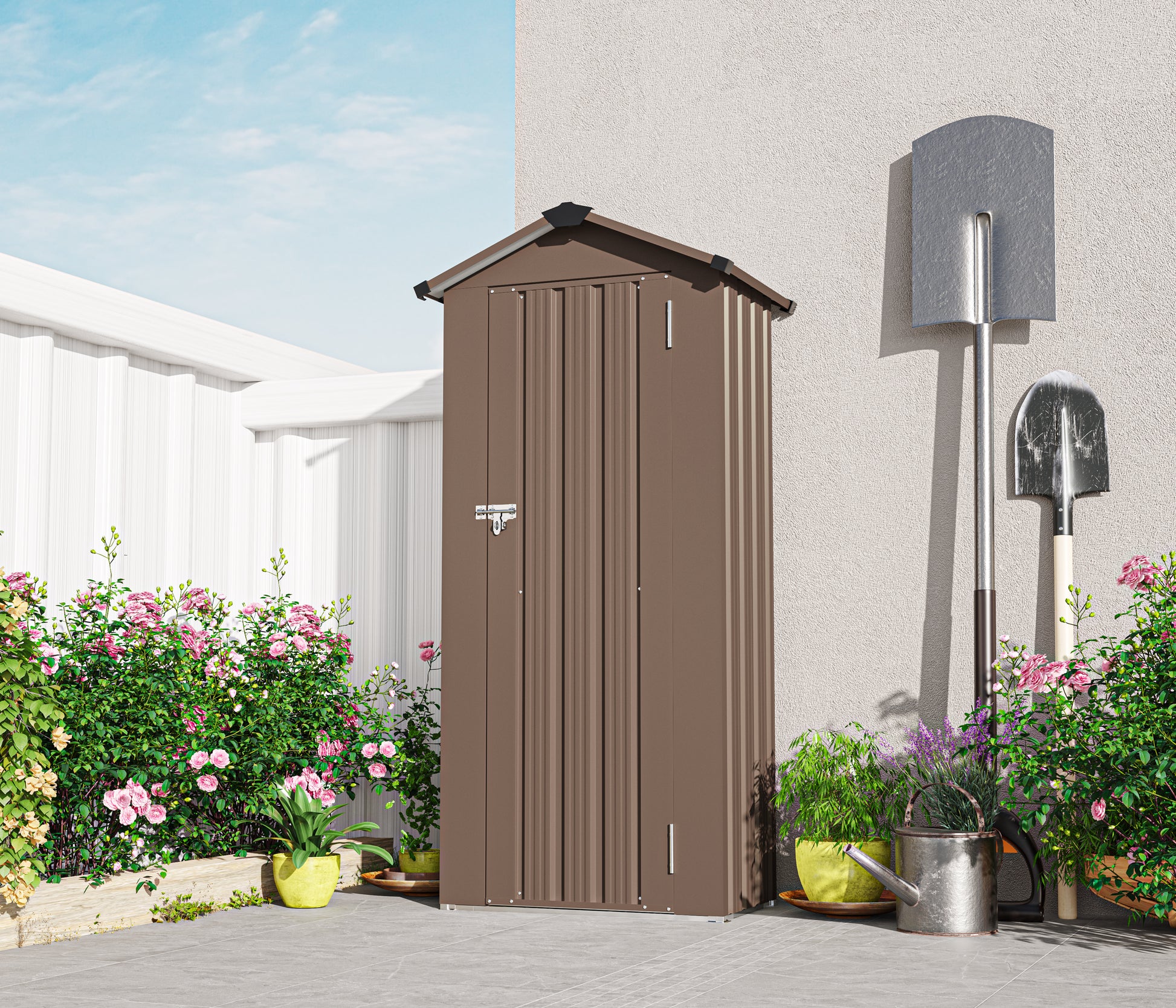 Brown Metal Deck Box - Outdoor Storage Container