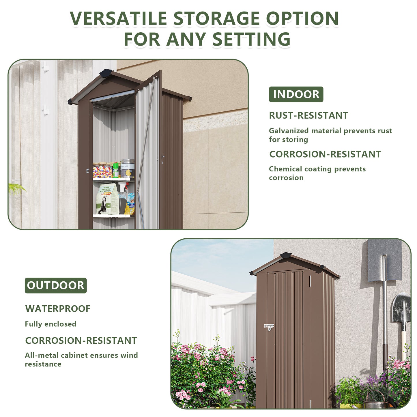 Brown Metal Deck Box - Outdoor Storage Container