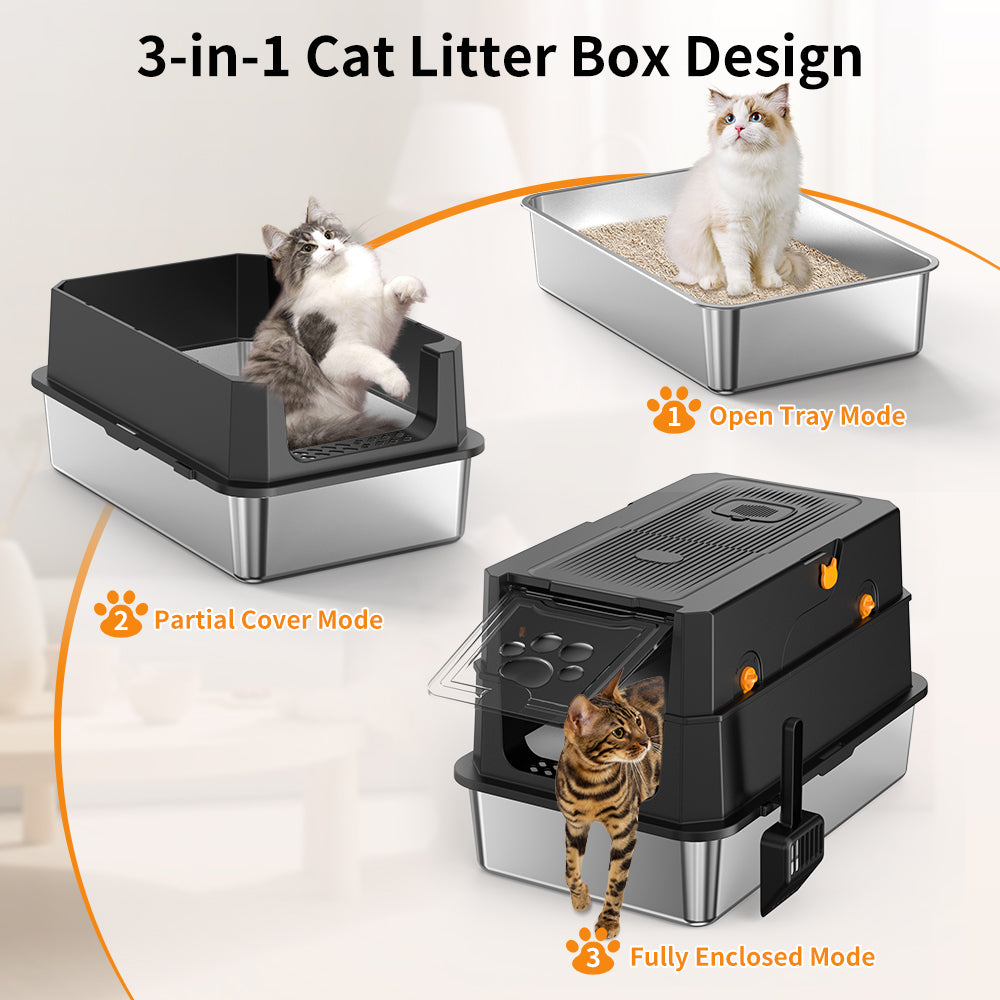 Stainless Steel Cat Litter Box - Durable & Odor-Resistant