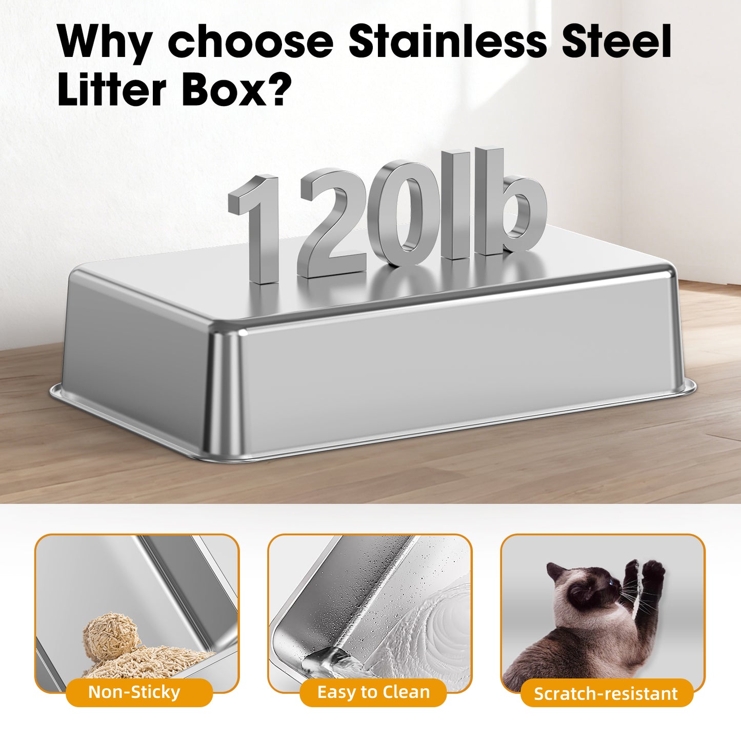 Stainless Steel Cat Litter Box - Durable & Odor-Resistant
