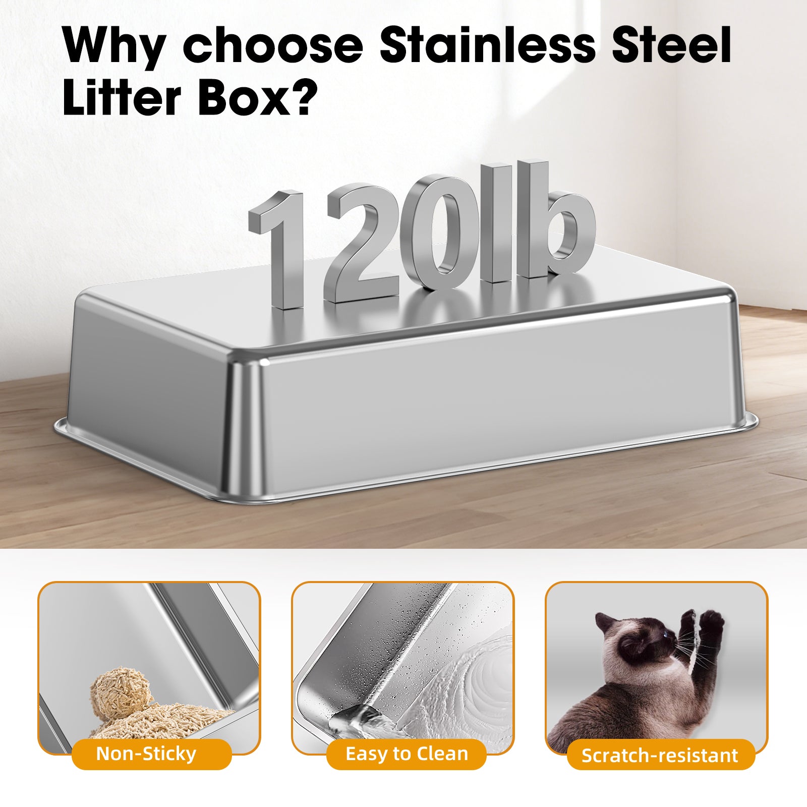 Stainless Steel Cat Litter Box - Durable & Odor-Resistant