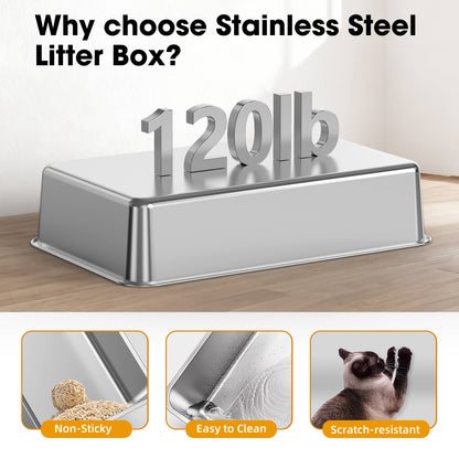 Stainless Steel Cat Litter Box - Durable & Odor-Resistant