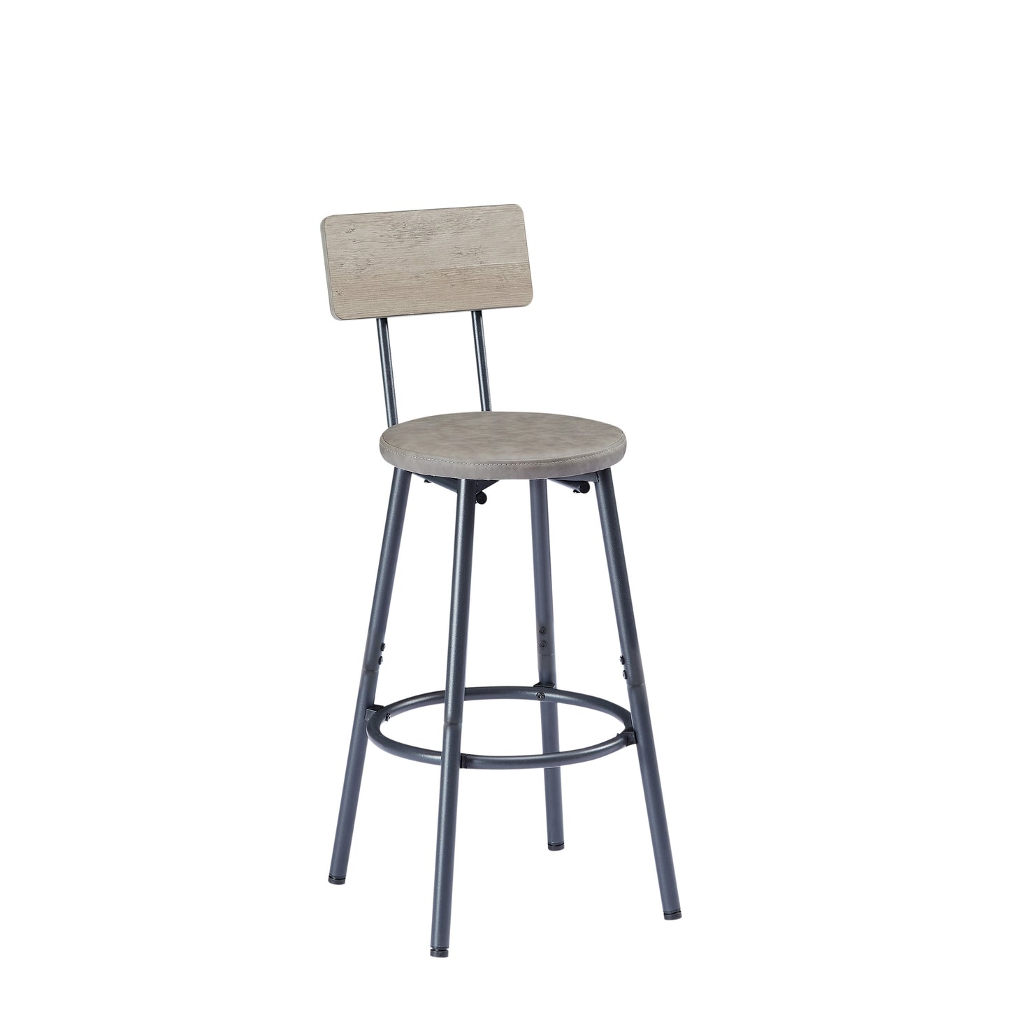 Industrial Gray Bar Table Set with 3 PU Stools for Kitchen Dining