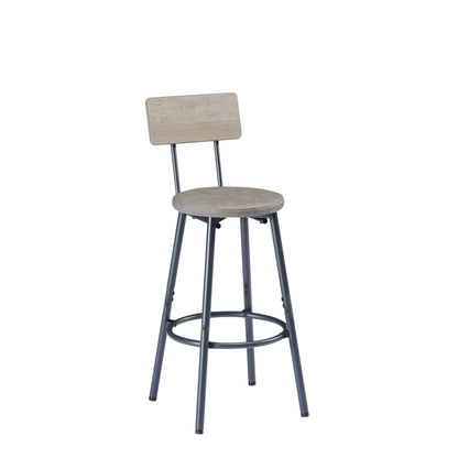 Industrial Gray Bar Table Set with 3 PU Stools for Kitchen Dining