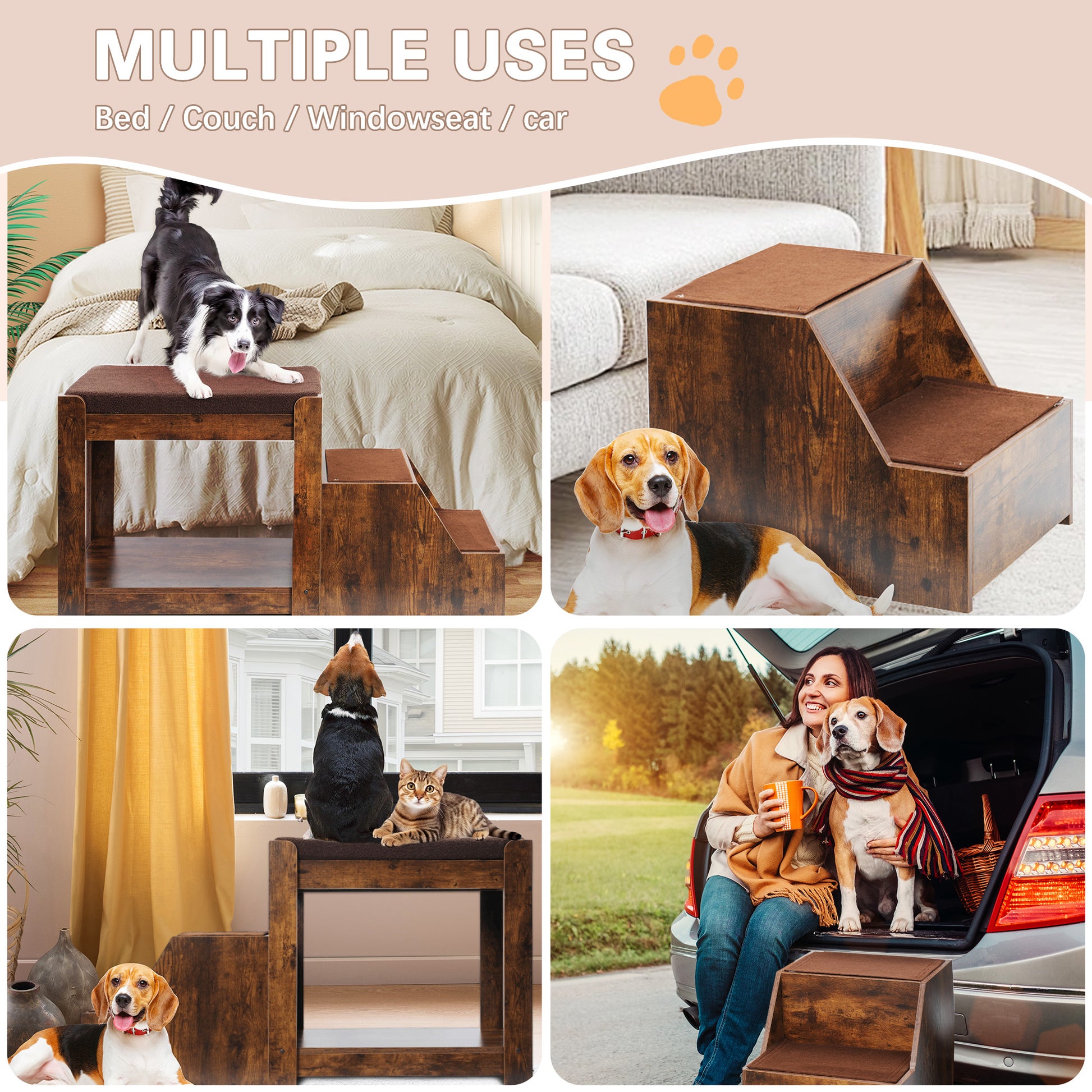 Multi-Level Pet Bunk Bed - Vintage Comfort for Dogs & Cats