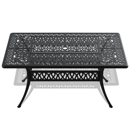 Black Cast Aluminum Patio Dining Table - 58.27" x 34.65"
