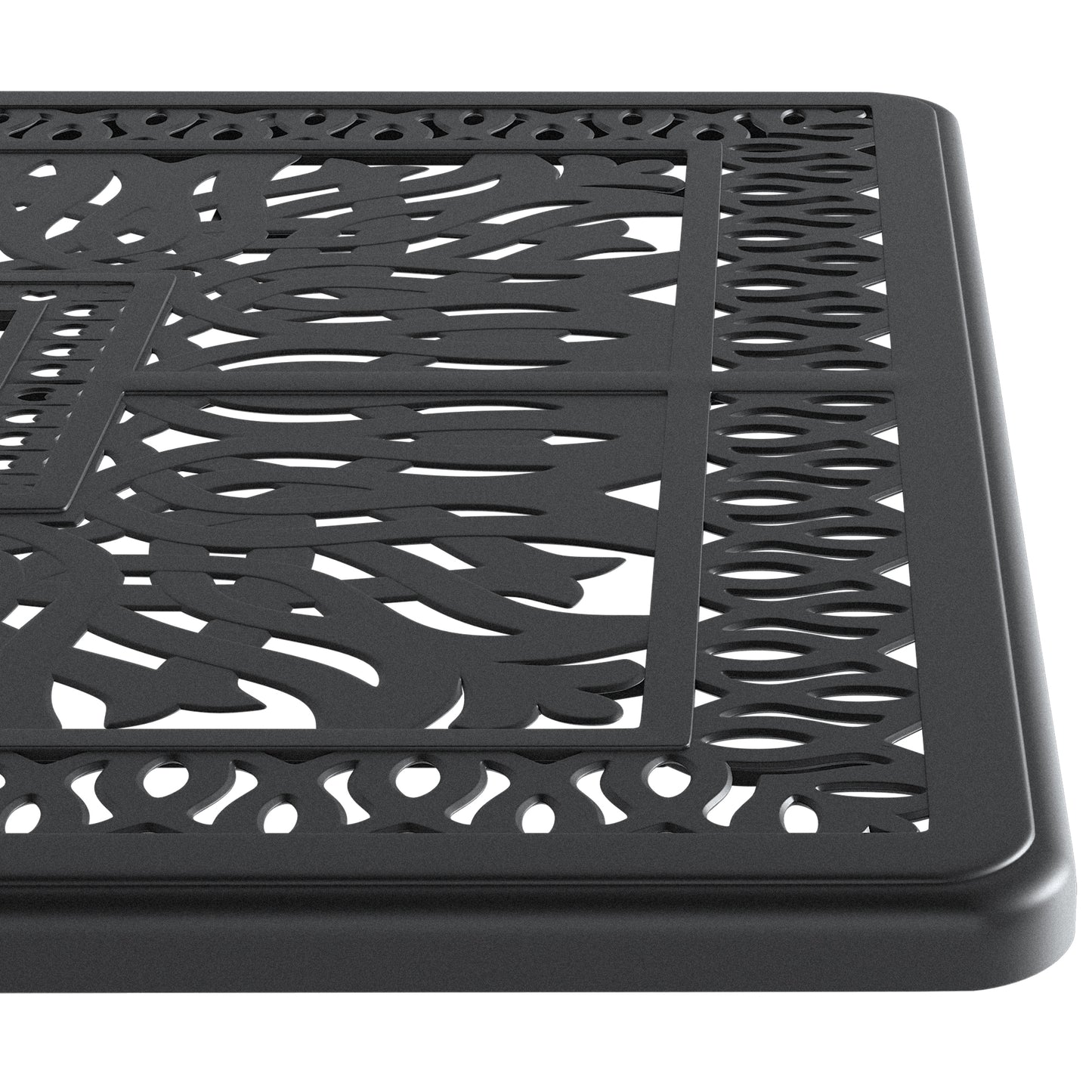 Black Cast Aluminum Patio Dining Table - 58.27" x 34.65"