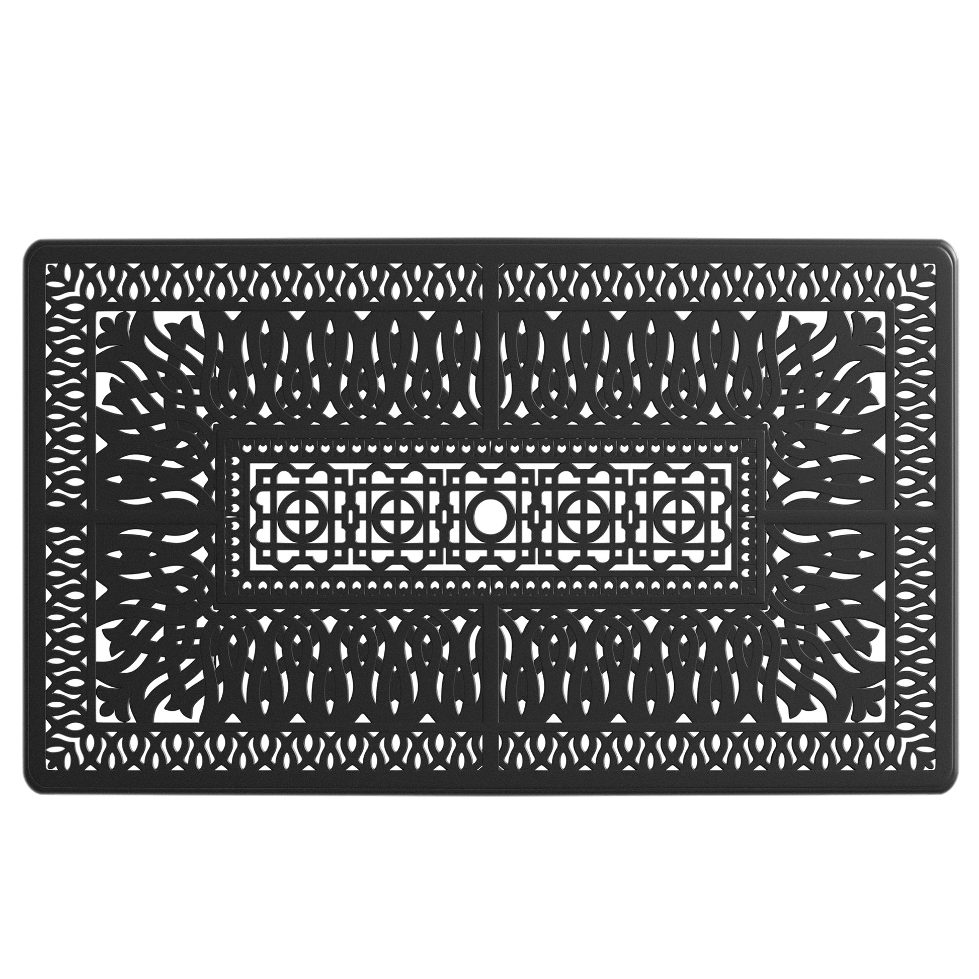 Black Cast Aluminum Patio Dining Table - 58.27" x 34.65"