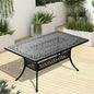 L58.27*W34.65-inch Cast Aluminum Patio Dining Table With Black Frame and Umbrella Hole (same sku: W171084481)