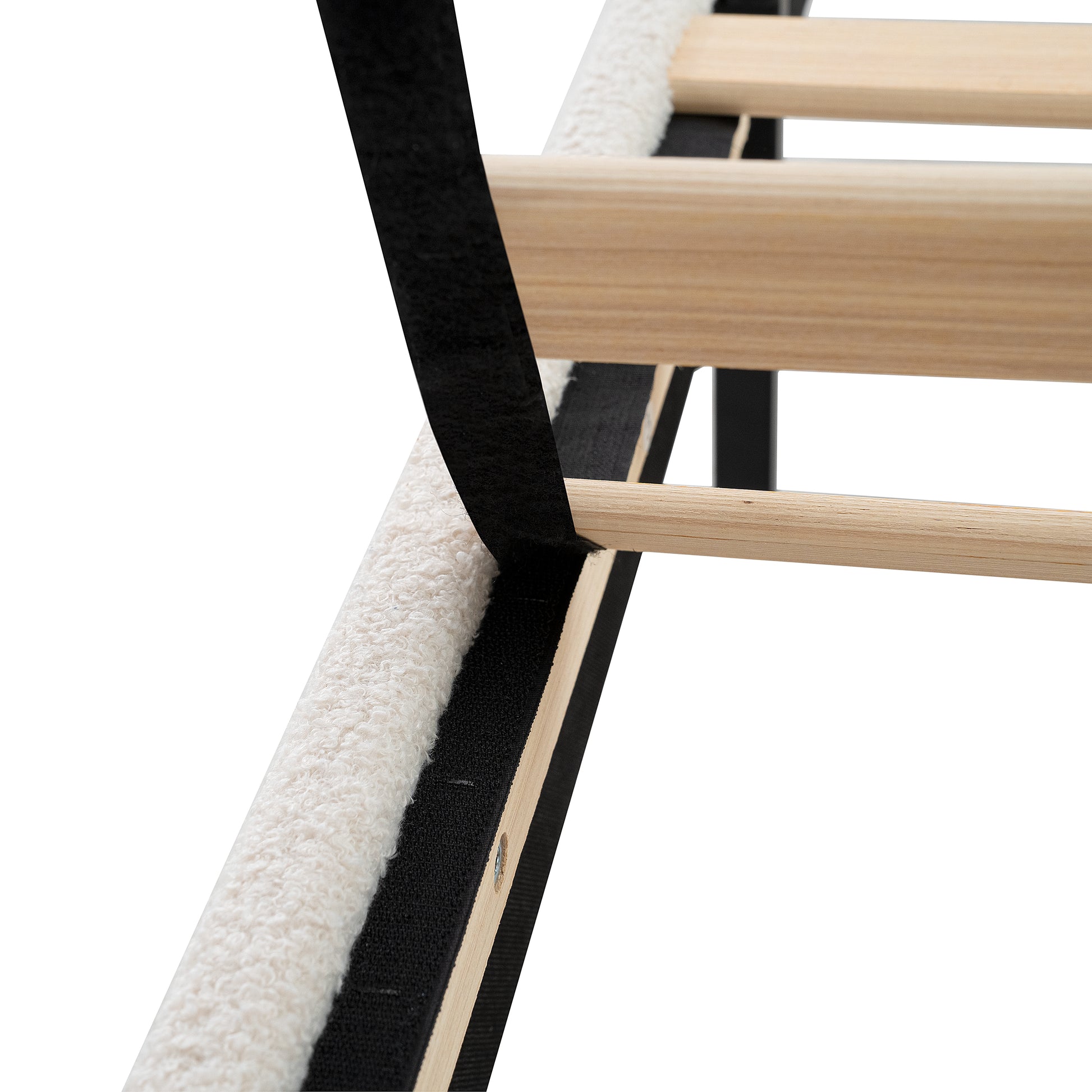 Queen Size White Bed Frame with Upholstered Headboard