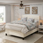 Queen Size Bed Frame with 49.21"High Back Upholstered Headboard and 27.17" High Footboard,Teddy Velvet,12 Slat Support,Solid Wood Feet,No Box Spring Needed(white)