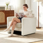 Modern Chenille Accent Chair, Ergonomic Upholstered Armchair with Solid Wood Frame, Under-Seat Storage & Removable Lumbar Pillow, High-Density Foam Padding, Non-Slip Foot Pads, Easy to Assemble Comfy