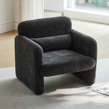 Best-Selling 34" Boucle Cloud Accent Chair, Curved Back Single Armchair, Plush Upholstered, Tool-Free Assembly, Space-Saving for Small Apartments, Office & Bedroom