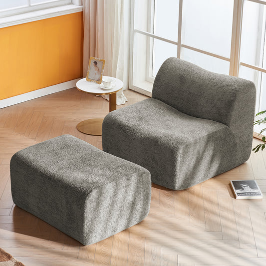 Ultra-Comfortable and Space-Saving Single Foam Compression Sofa Chair with Footrest + Pillow – A Modern, Minimalist Lounge Chair for Living Rooms or Bedrooms