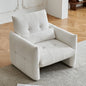 Ergonomic Sturdy Solid Wood Tufted Boucle Accent Chair, Easy Assembly Comfy Supportive Armchair with Lumbar Pillow, Perfect for Small Spaces Living Room Bedroom Office