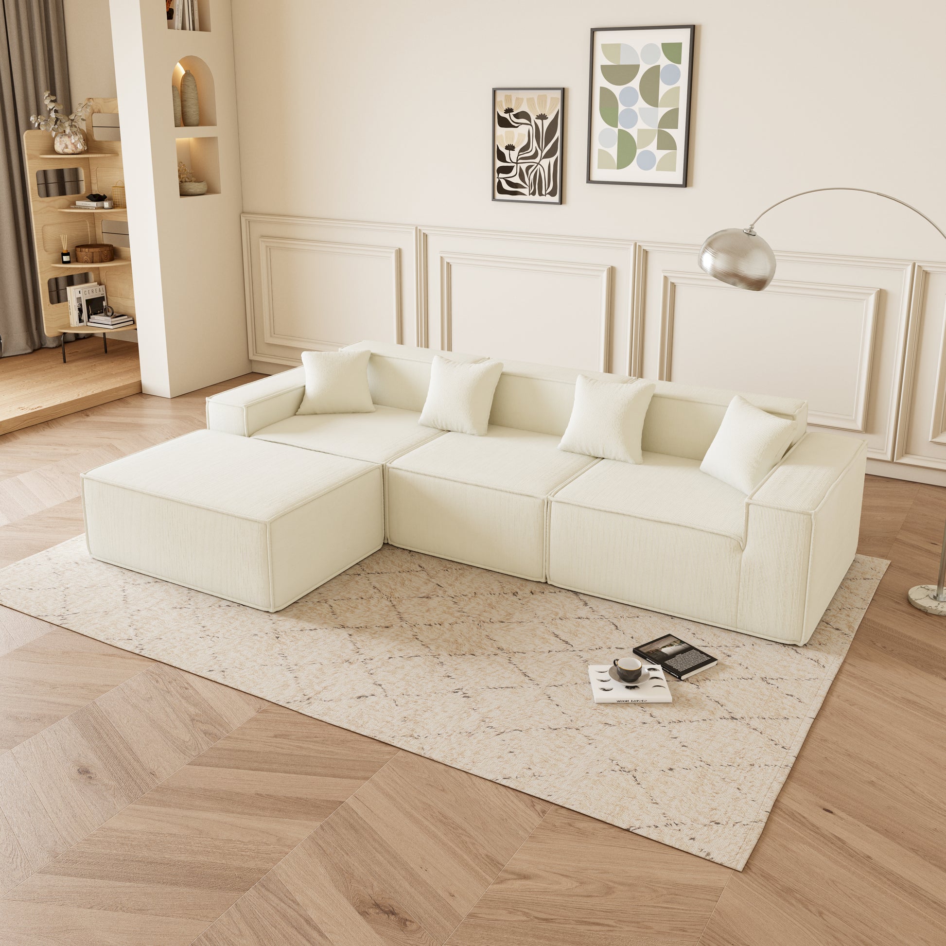 Modular L-Shaped Sectional Sofa with Reversible Chaise, Deep Seat Cushions, Comfortable Couch for Living Room, Space-Saving Sofa for Apartments, Modern Upholstered Fabric Sofa, Easy Assembly