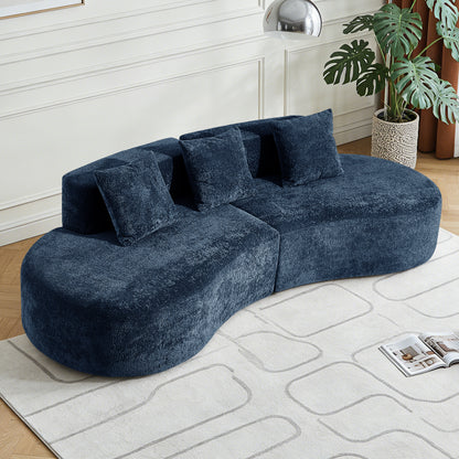 3-Seater Velvet Cloud Couch Curved Sectional Sofa - Compressed Packaging, Easy Unpack & Assembly, Plush Comfort for Any Large Space & Home Decor