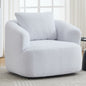 360° Swivel Round Upholstered Comfy Chair With One Soft Pillow, Teddy Fleece High-Resilience Sponge Single Sofa, No Assembly for Living Room, Bedroom, Apartment, White