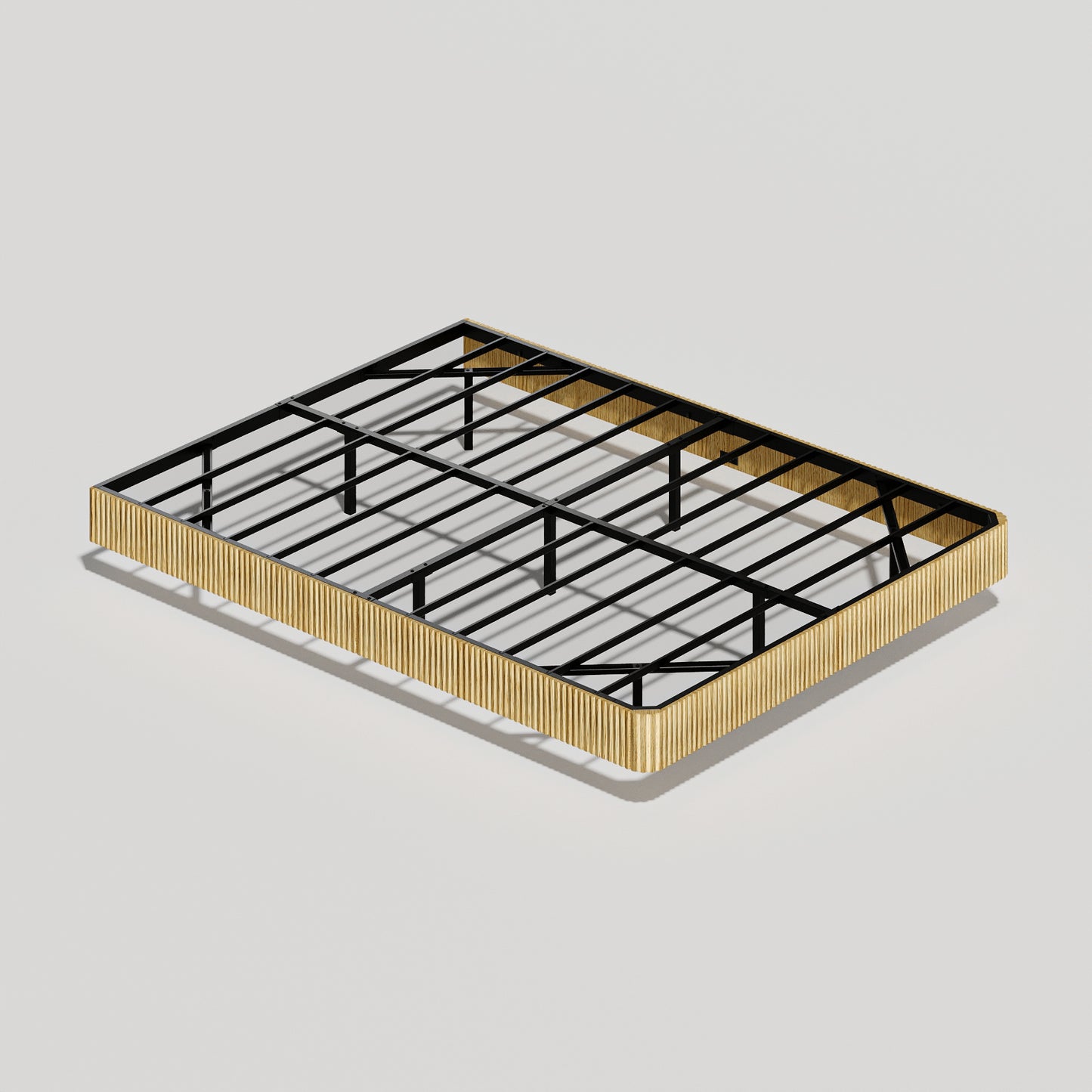 Oak Queen Floating Bed Frame with LED Lights - No Box Spring Needed