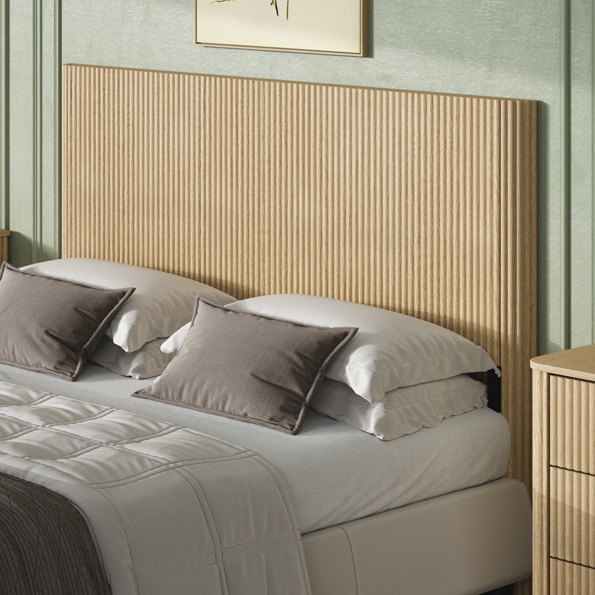 Queen Size Oak Headboard - Modern Farmhouse Style for Bedroom