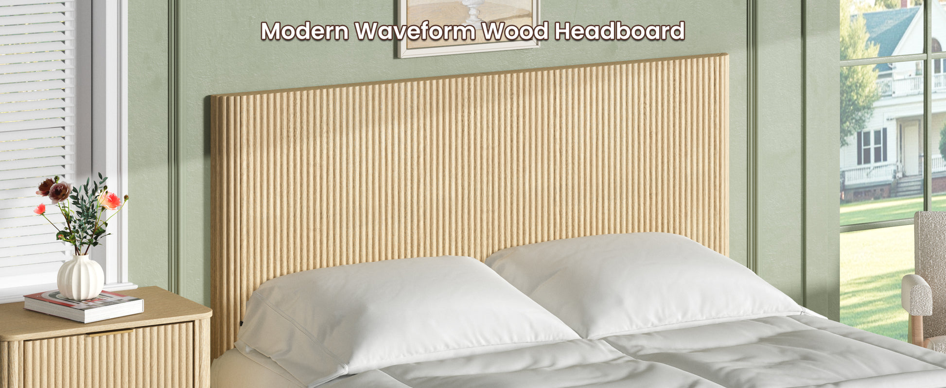 Queen Size Oak Headboard - Modern Farmhouse Style for Bedroom