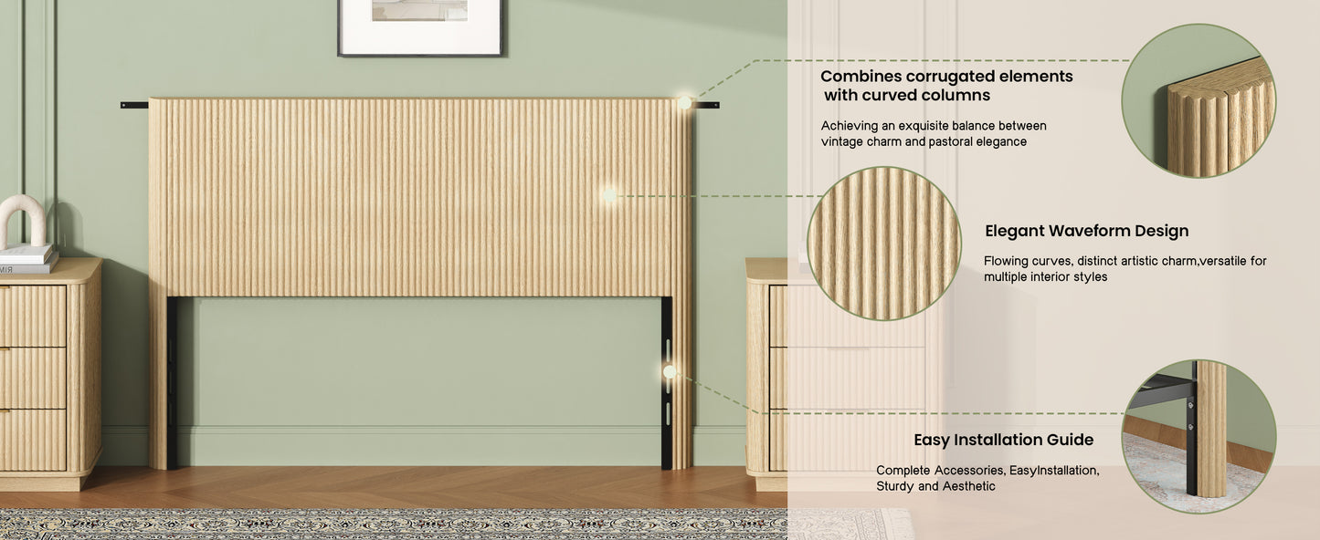 Queen Size Oak Headboard - Modern Farmhouse Style for Bedroom