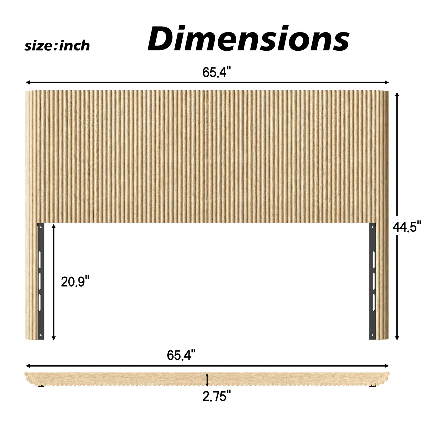 Queen Size Oak Headboard - Modern Farmhouse Style for Bedroom